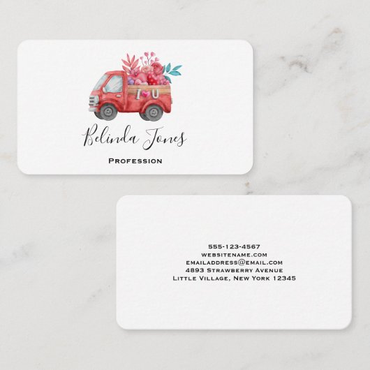 Niedliche Liebe LKW mit Herzkargo Wasserfarbe Visitenkarte (Vorne/Hinten)