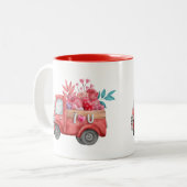 Niedliche Liebe LKW mit Herzkargo Wasserfarbe Zweifarbige Tasse (Vorderseite Links)