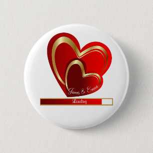 Niedliche Liebe Loading Red Hearts Personalisiert Button
