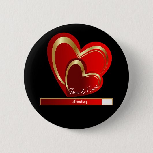 Niedliche Liebe Loading Red Hearts Personalisiert  Button (Vorderseite)