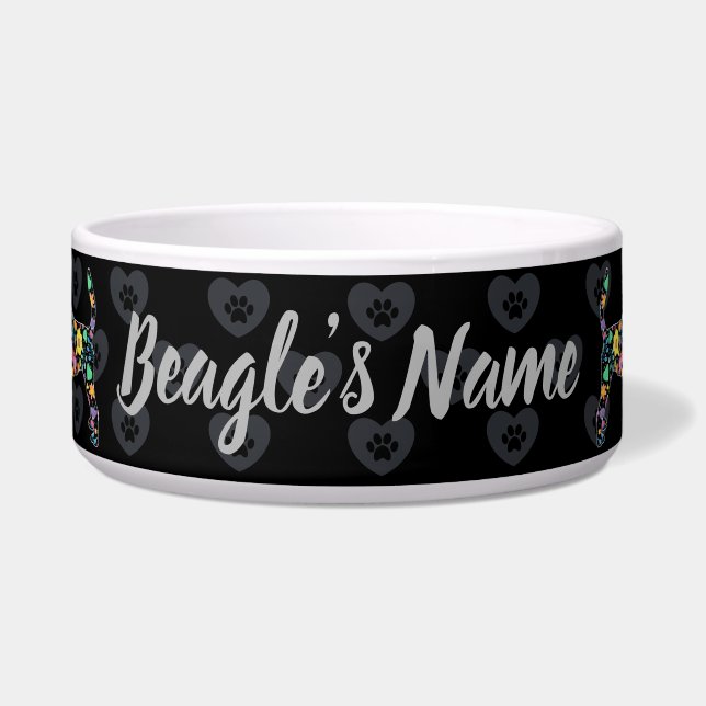 Niedliche Liebe Mein Beagle Blumendesign Napf (Vorderseite)