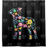 Niedliche Liebe Mein Boston Terrier Blumendesign Duschvorhang (Vorderseite)