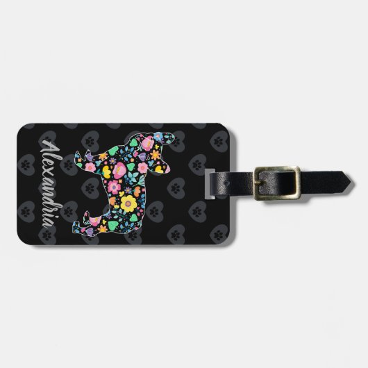 Niedliche Liebe Mein Französisch Bulldog Blumendes Gepäckanhänger (Vorderseite horizontal)