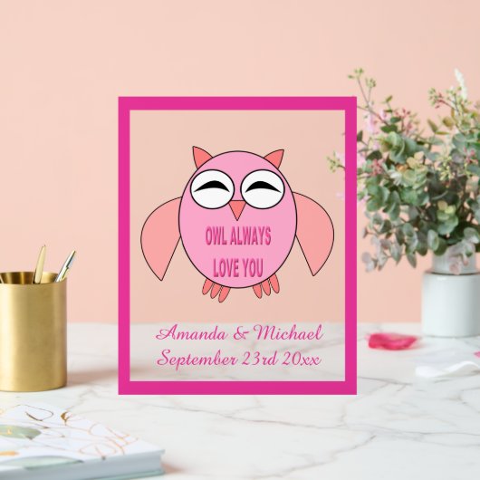 Niedliche Liebe Message Owl Custom Wedding Acrylschild (Hochzeit)