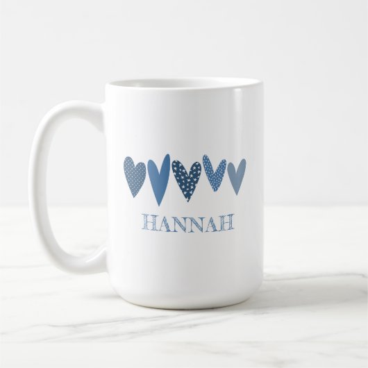 Niedliche Liebe Name Herz Cobalt Navy Blau Kaffeetasse (Links)