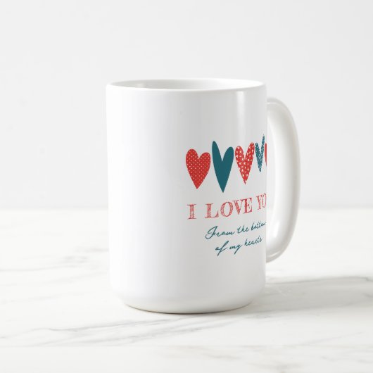 Niedliche Liebe Name Herz Roter Aquamariner Kaffee Kaffeetasse (VorderseiteRechts)