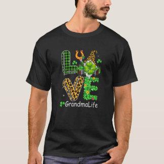 Niedliche Liebe Oma Life Kariert Leopard Gnome St. T-Shirt