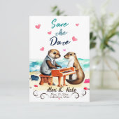 Niedliche Liebe Otter Wedding Speichern Sie die An Save The Date (Stehend Vorderseite)