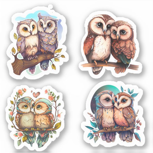 NIEDLICHE LIEBE OWL VALENTINES STICKERS AUFKLEBER (Vorderseite)