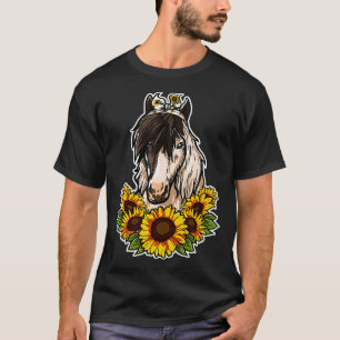 Niedliche Liebe Pferdegeschenk Sonnenblumendekor P T-Shirt