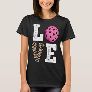 Niedliche Liebe Pickleball Player Leopard Print Pi T-Shirt