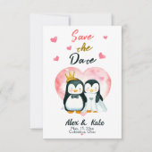 Niedliche Liebe Pinguin Wedding Save the Date (Vorderseite)
