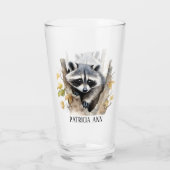 Niedliche Liebe Raccoons Tierfreunde fügen Text hi Glas (Rückseite)