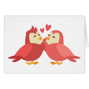 Niedliche Liebe Red Burgund Cartoon Lovebirds Hoch