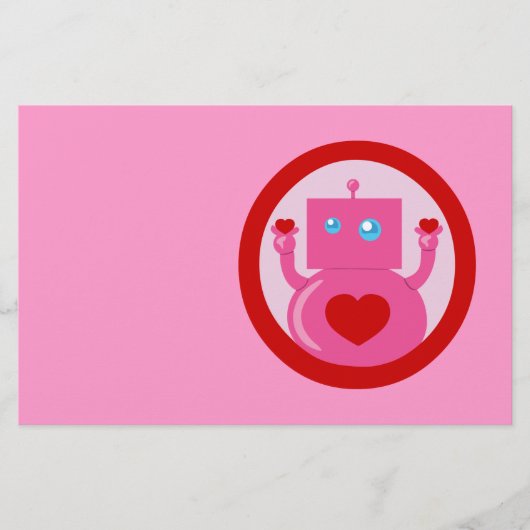 Niedliche Liebe Robot Briefpapier (Vorderseite)