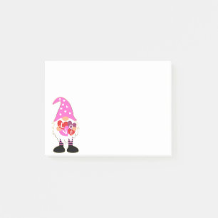 Niedliche LIEBE Rosa Herz Valentine Gnome Post-it Klebezettel