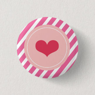 Niedliche Liebe Rosa Streifen Valentinstag Tasten Button