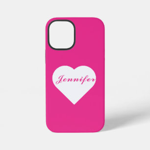Niedliche  Liebe Rosa-weiße minimalistische Kallig iPhone 12 Mini Hülle