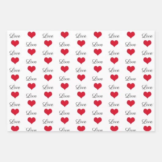 Niedliche Liebe Rot und Weiß Geschenkpapier Set (Vorderseite 2)