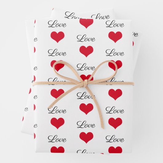 Niedliche Liebe Rot und Weiß Geschenkpapier Set (Beispiel)