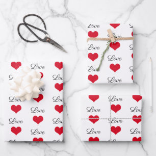 Niedliche Liebe Rot und Weiß Geschenkpapier Set