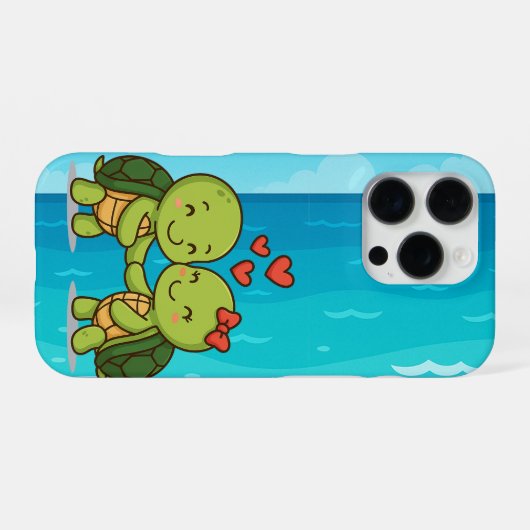 Niedliche Liebe Schildkröten | Adortable Cartoon C iPhone Hülle (Rückseite (Horizontal))