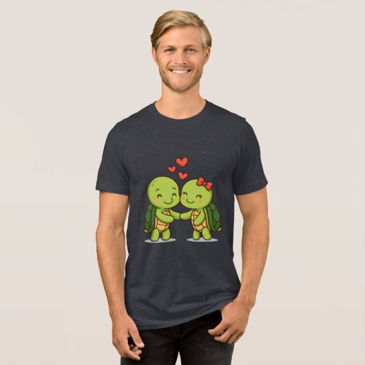 Niedliche Liebe Schildkröten | Adortable Cartoon C Tri-Blend Shirt (Vorderseite voll)