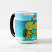 Niedliche Liebe Schildkröten | Adortable Cartoon C Verwandlungstasse (Vorderseite Links)