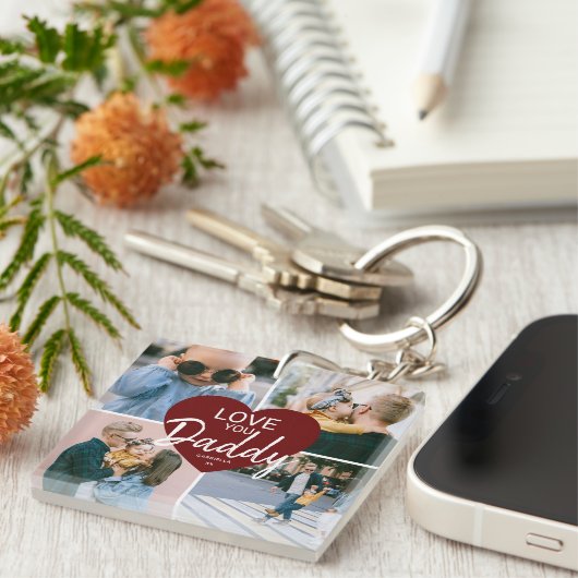 Niedliche Liebe Sie 'Daddy' Custom Foto Collage He Schlüsselanhänger (Vorderseite rechts)
