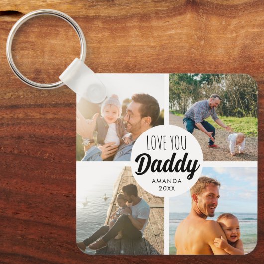 Niedliche Liebe Sie 'Daddy' Custom Foto Collage Schlüsselanhänger (Vorderseite)