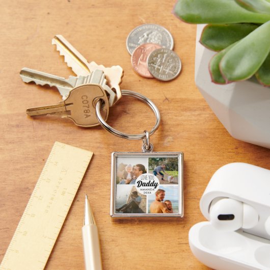 Niedliche Liebe Sie 'Daddy' Custom Foto Collage Schlüsselanhänger (Schreibtisch)