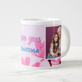 Niedliche Liebe Sie Oma Pink Blume 2 Fotos Jumbo-Tasse (Vorderseite Rechts)