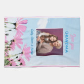Niedliche Liebe Sie Oma Pink Blume Foto Geschirrtuch (Horizontal)