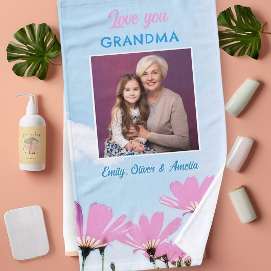 Niedliche Liebe Sie Oma Pink Blume Foto Handtuch