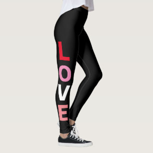 Niedliche Liebe Typografie Rosa Schwarze Valentine Leggings