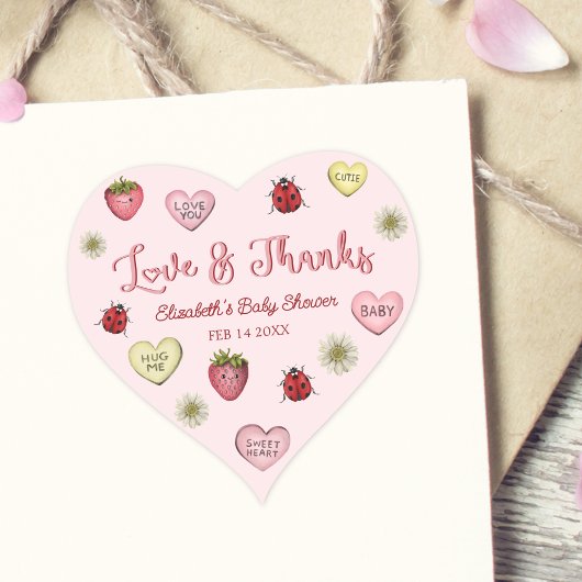 Niedliche Liebe und Dank Valentine's Day Baby Show Herz-Aufkleber
