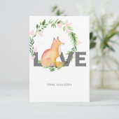 Niedliche Liebe und Fox Kids-Klasse Valentine Card (Stehend Vorderseite)