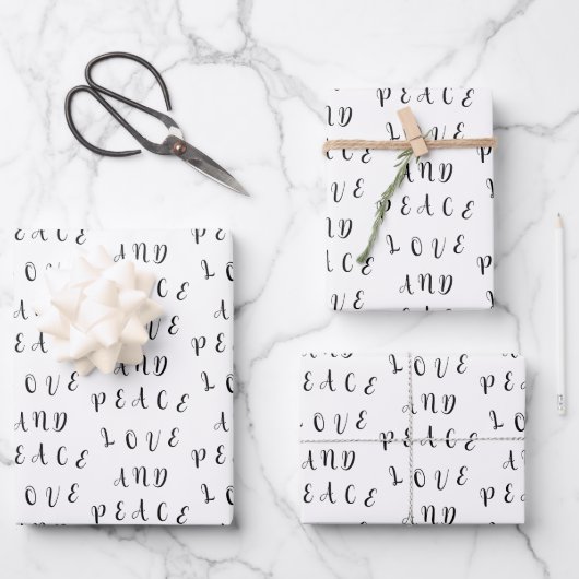 Niedliche Liebe und Frieden Geschenkpapier Set (Vorderseite)