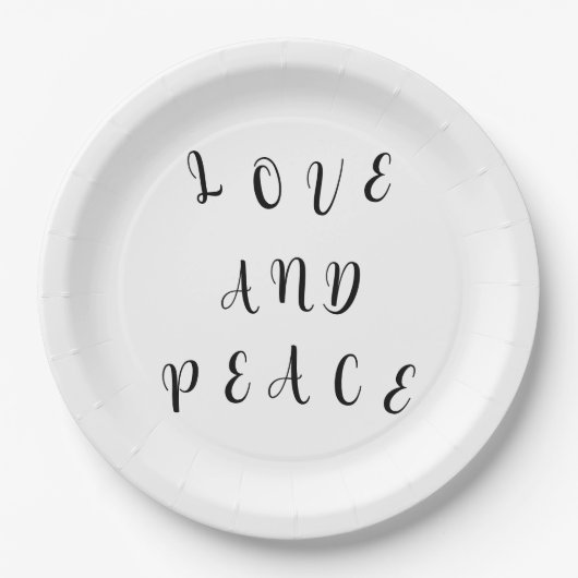 Niedliche Liebe und Frieden Pappteller (Vorderseite)