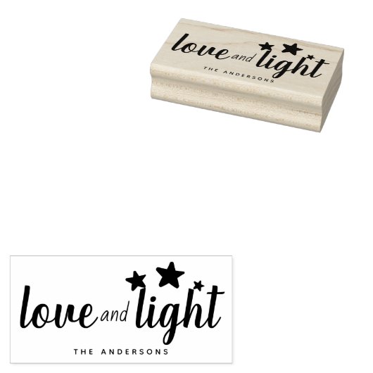 Niedliche Liebe und Lichtstars Personalisierter Ur Gummistempel (Stempel)