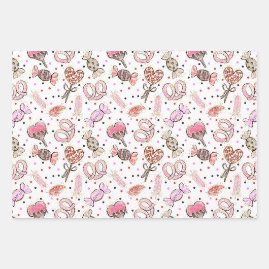 niedliche Liebe Valentin Geschenkpapier Set (Vorderseite)