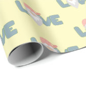 Niedliche Liebe Valentinstag Gnome Pink Yellow Gra Geschenkpapier (Rolleneckpunkt)