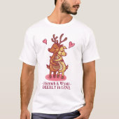 Niedliche Liebe Valentinstag Hirsch Couple Custom T-Shirt (Vorderseite)