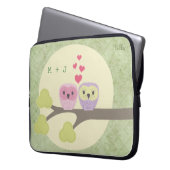Niedliche Liebe-Vogel-Eulen-große Laptop Ipad Laptopschutzhülle (Vorderseite Links)