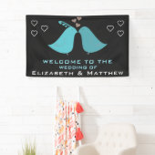Niedliche Liebe-Vogel-kundenspezifische Hochzeit Banner (Insitu)