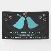 Niedliche Liebe-Vogel-kundenspezifische Hochzeit Banner (Horizontal)