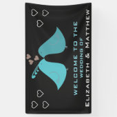 Niedliche Liebe-Vogel-kundenspezifische Hochzeit Banner (Vertikal)