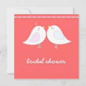 Niedliche Liebe-Vogel-rotes Brautparty laden ein Einladung (Rückseite)