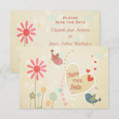 Niedliche Liebe-Vögel Save the Date Einladung (Vorne/Hinten)