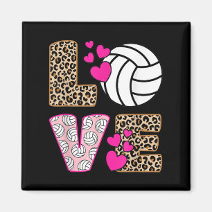 Niedliche Liebe Volleyball Leopard Print Women Lad Magnet
